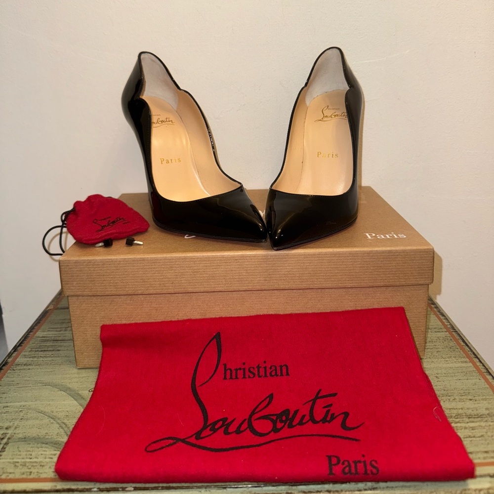 Christian Louboutin Black Patent Leather Hot Chick Heels